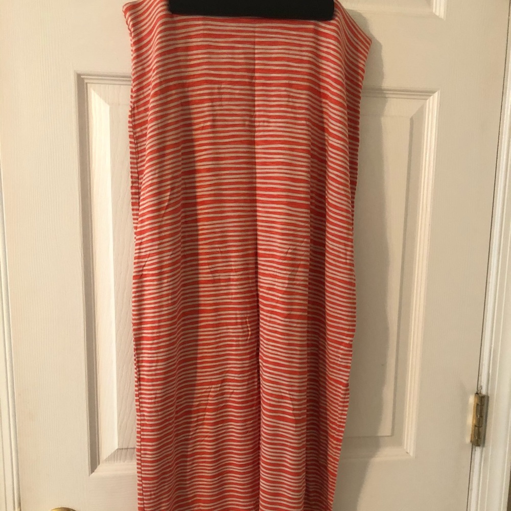 Loft Orange Stripe Maxi Skirt